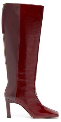 Wandler Isa Two-tone Square-toe Leather Boots - Womens - Burgundy Wandler Isa Two-tone Square-toe Leather Boots - Womens - Burgundy