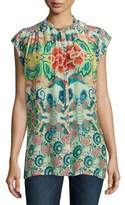 Thumbnail for your product : Johnny Was Sage Button-Front Printed Top