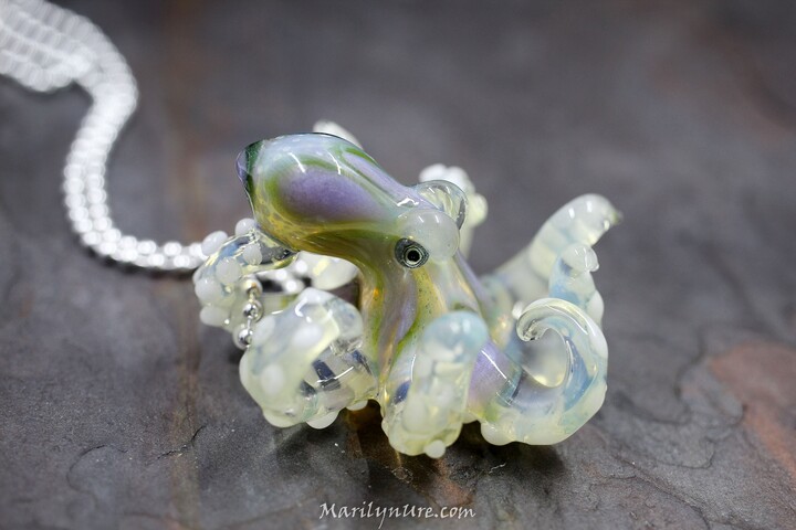 Etsy The Little Firefly Kraken Collectible Wearable Boro Glass Octopus Necklace/Sculpture - Made To Order