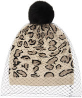 Thumbnail for your product : BCBGMAXAZRIA Leopard Print Veiled Beanie