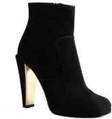 Thumbnail for your product : Fendi black suede goldtone detailed heel ankle boots