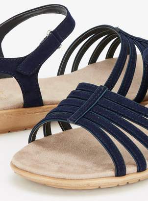 Evans Navy Blue Multi Strap Comfort Sandals