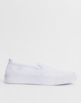 Thumbnail for your product : ASOS DESIGN ASOS DESIGN Wide Fit slip on plimsolls in white