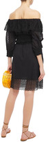 Thumbnail for your product : Charo Ruiz Ibiza Off-the-shoulder Guipure Lace-paneled Cotton-blend Mousseline Dress