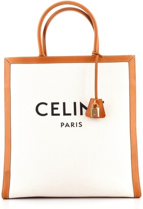 Celine Vertical Cabas Tote Canvas with Leather Large - ShopStyle