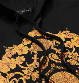 Versace Logo-print Loopback Cotton-jersey Hoodie - Black