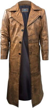 So Shway Leather Trench Coat Mens Full Length - Leather Duster Coat For Men  (Large) - ShopStyle