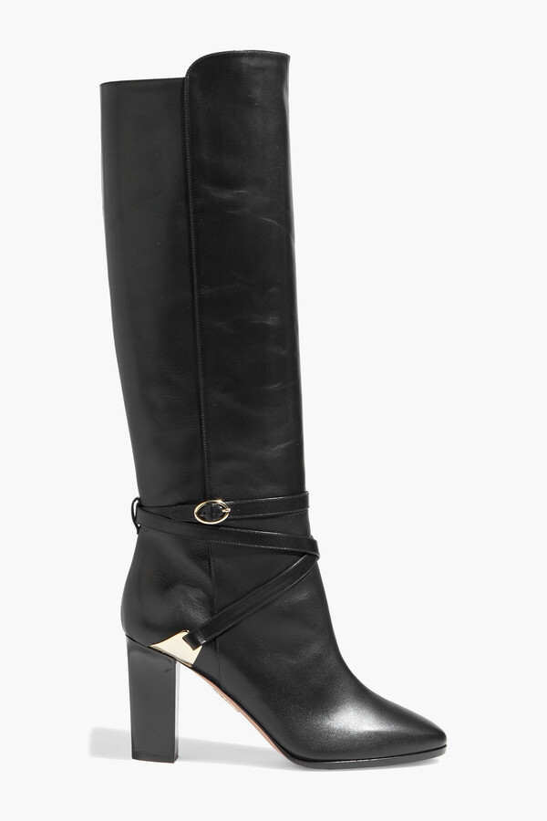 Aquazzura Saddle 90 buckled leather knee boots ShopStyle