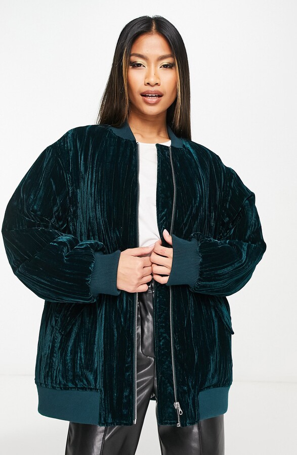 ASOS DESIGN Velour Bomber Jacket ShopStyle
