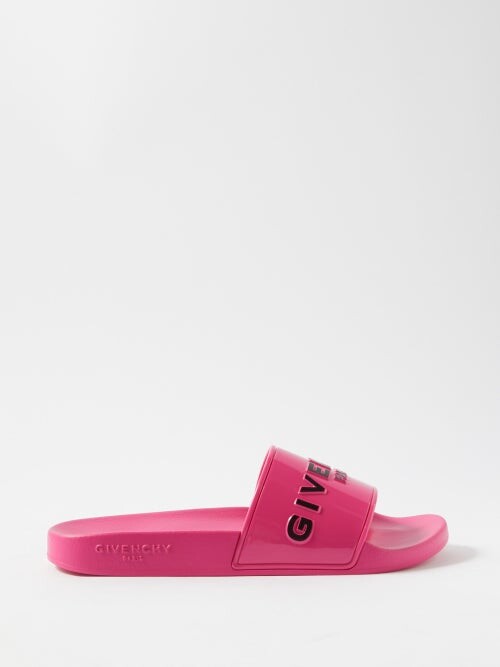 Givenchy Moulded-logo Rubber Slides - Neon Pink - ShopStyle