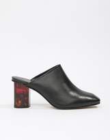 Thumbnail for your product : Kurt Geiger London Black Leather Mules With Tortoise Effect Contrast Heel