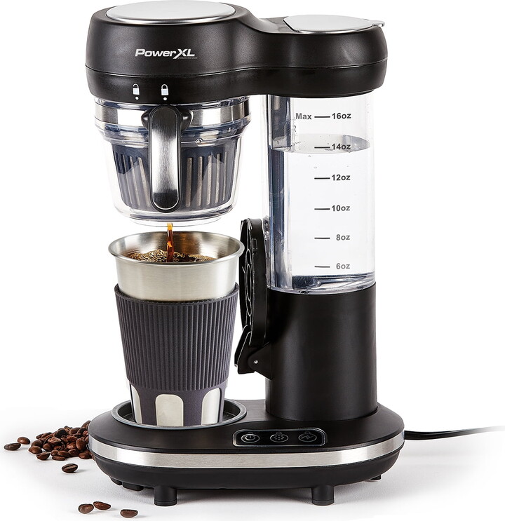 PowerXL Grind and Go Plus Coffee Maker, Automatic Single-Serve Coffee Machine with 16-Oz