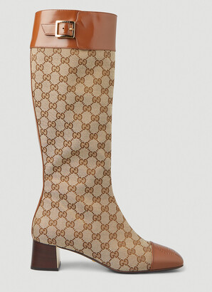 Gucci Women's Guccissima Pattern Light Brown Rubber Rain Boots 248516 8367