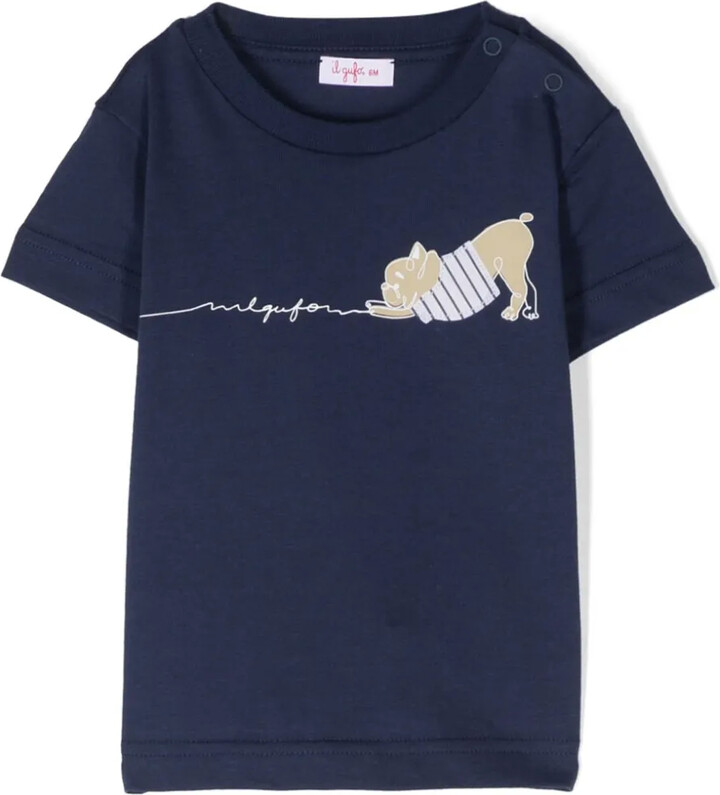 dog-print cotton T-shirt