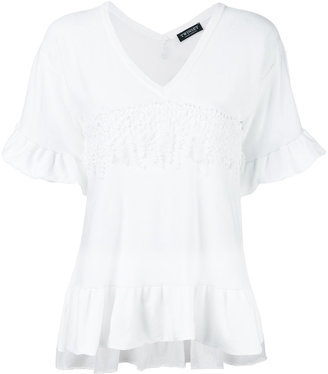 Twin-Set ruffled v-neck T-shirt - women - Cotton - S