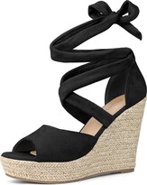 Thumbnail for your product : Perphy Lace Up Espadrilles Wedge Heels Sandals for Women Black 7.5