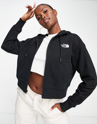 The North Face Icon cropped zip up hoodie in black - ShopStyle
