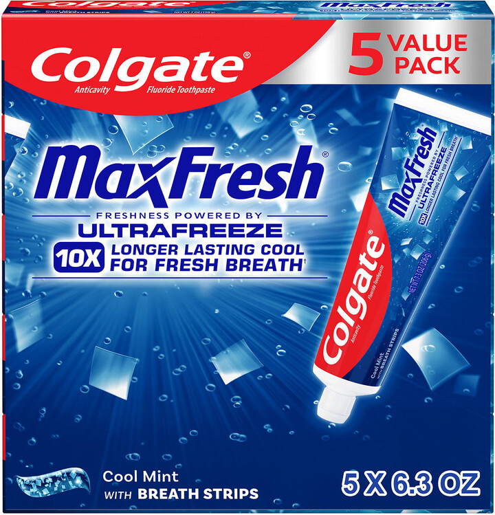 Colgate MaxFresh Toothpaste with Mini Breath Strips, Cool Mint, 7.3 oz., 5 pk
