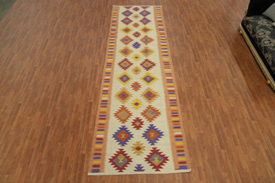 Dakota Fields Geometric Wool Kilim Oriental Runner Rug 5x16