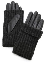 Thumbnail for your product : Carolina Amato Convertible Leather & Knit Gloves