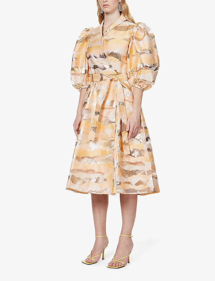 Stine Goya Belinda abstract-pattern organza midi dress - ShopStyle