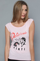 Thumbnail for your product : womens Delicious Vinyl logo pink cap sleeve t-shirt