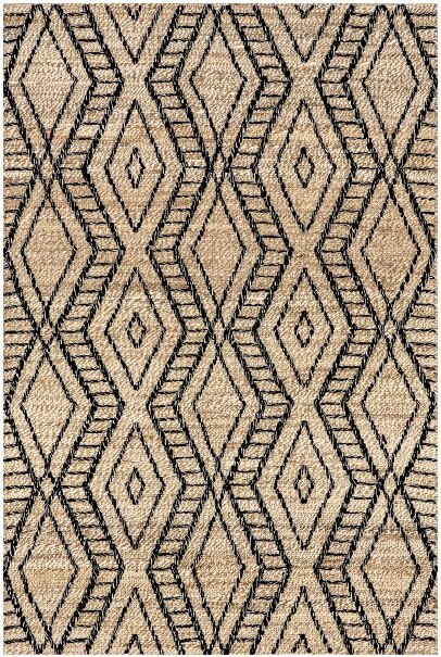 nuLoom NuloomBetonyTrellis5x8WoolJuteIndoorAreaRugforDiningRoomRugNeutralRugLivingRoomRugLightBeige/Black