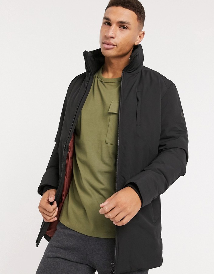 Jack and Jones parka with fold-away hood in black - ShopStyle