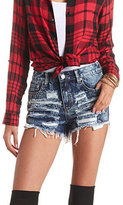 Thumbnail for your product : Charlotte Russe Shredded Cut-Off High-Waisted Denim Shorts