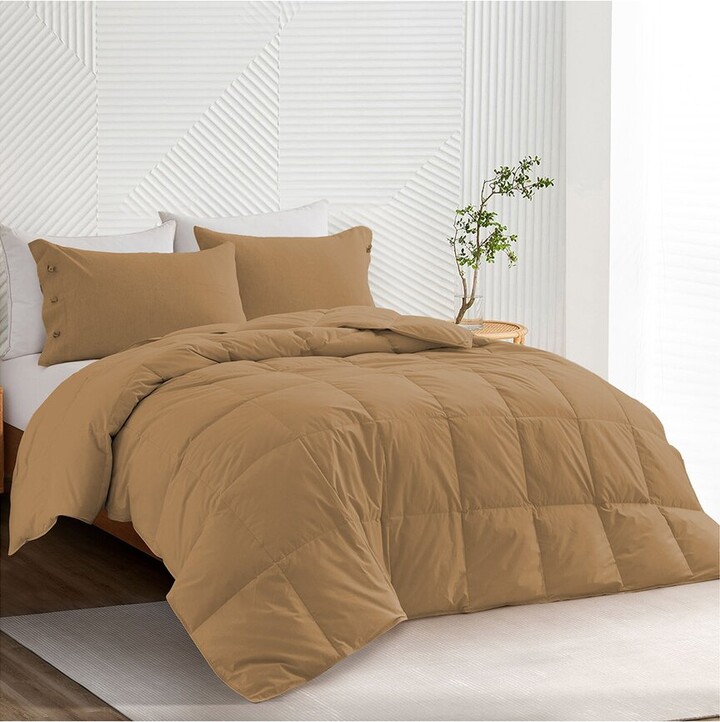 UNIKOME 300 Thread Count All Season Organic Cotton White Goose Down Comforter
