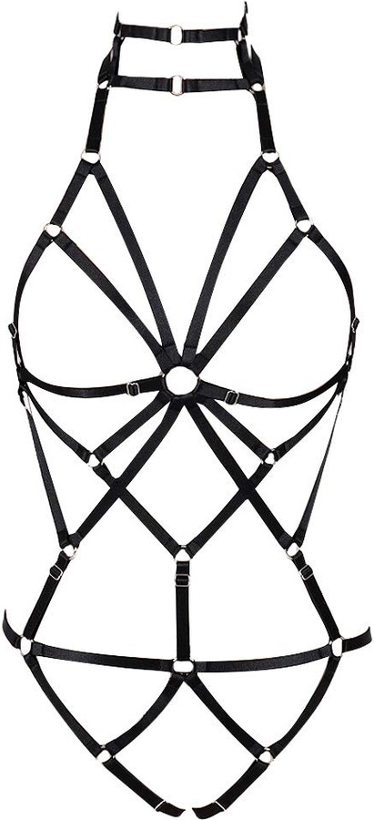 BANSSGOTH Strappy Harness Tops Cupless BH Body Cross Punk Gothic Rave Dance Plus Size 