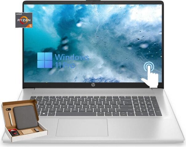 HP 17 inch Touchscreen Business Laptop, 17.3' HD+ Anti-Glare, AMD Ryzen 5 7530U, 32GB RAM, 1TB SSD, AMD Radeon GPU, Webcam, Wi-Fi 6, Windows 11 Pro