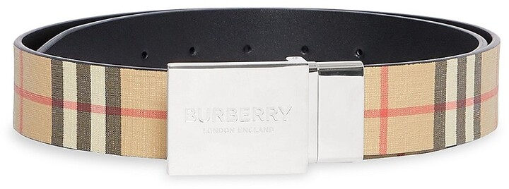 Burberry Reversible Logo Buckle Belt Vintage Check Coated Canvas