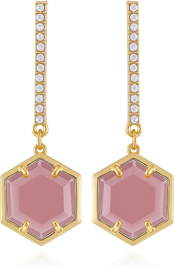 Vince Camuto Hexagon Pave Bar Drop Earrings