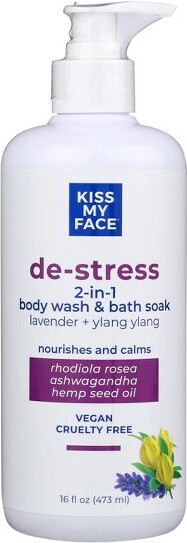 Kiss My Face KissMyFaceDe-StressLavendarandYlangYlang2-in-1BodyWashandBathSoak-16fz