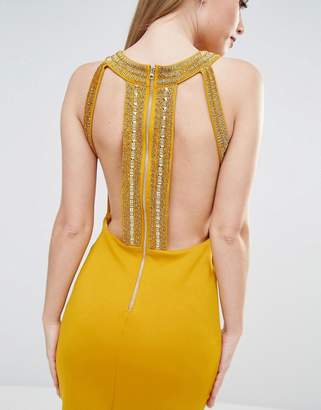 TFNC High Neck Bodycon Mini Dress With Gold Embellishment