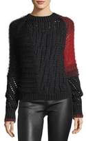 Thumbnail for your product : Helmut Lang Patchwork Cable-Knit Crewneck Wool Sweater