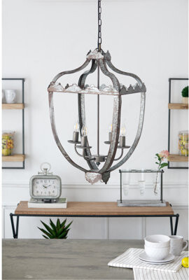 4 - Light Metal Chandelier, Hanging Light Fixture With Adjustable Chain For Kitchen Dining Room Foyer Entryway, Bulb Not Included
