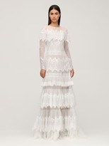 Thumbnail for your product : ZUHAIR MURAD Tiered Sheer Lace Long Dress