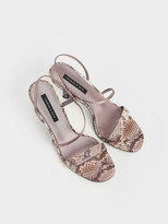 Thumbnail for your product : Charles & Keith Snake Print Asymmetric Strap Heeled Sandals