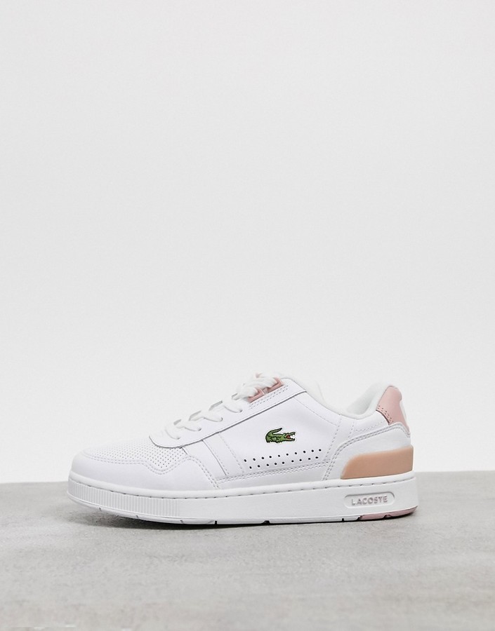 lacoste pink and white shoes