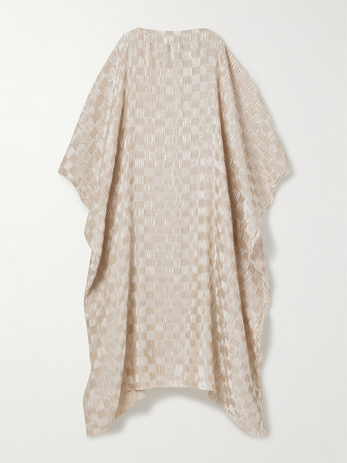 Dima Ayad - Cocoon Checked Plissé-satin Gown - Ivory