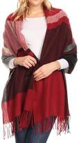 Thumbnail for your product : Sakkas 1746 - Iris Warm Super Soft Cashmere Feel Pashmina Shawl/Scarf with Fringes - Maroon/Pink Stripe - OS