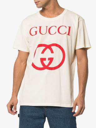 Gucci oversize t-shirt with interlocking g off white/red