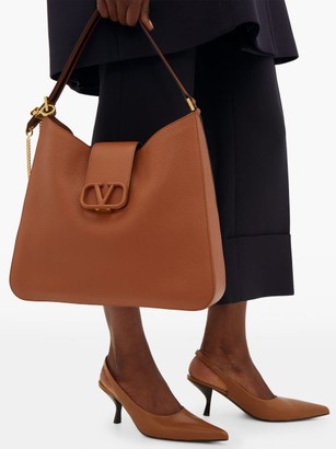 Valentino Garavani - V-sling Large Grained-leather Shoulder Bag - Brown