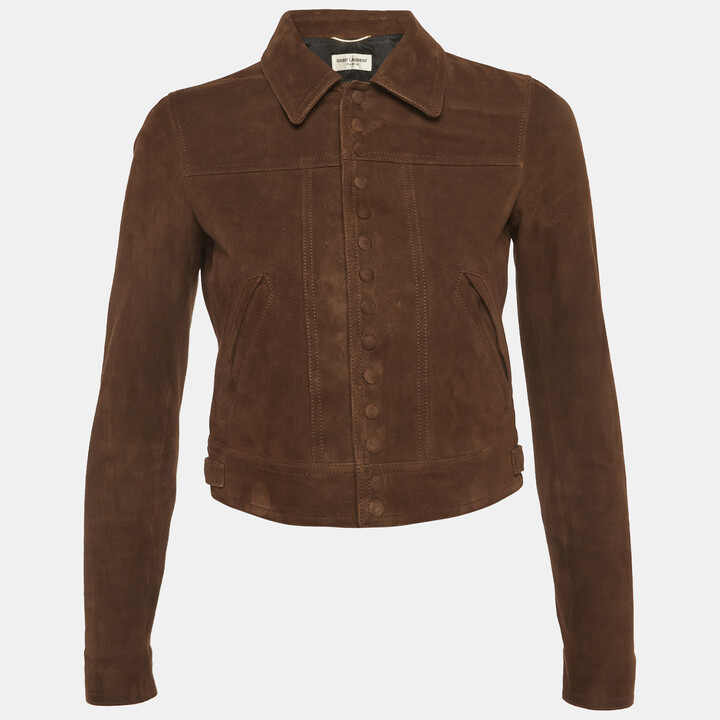 Saint Laurent Brown Nubuck Suede Button Front Jacket S