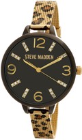 Thumbnail for your product : Steve Madden Women's Cheetah Print Crystal Mesh Alloy Watch