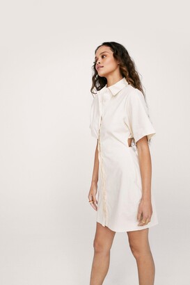 Nasty Gal Womens Cut Out Short Sleeve Shirt Dress - Cream - 8