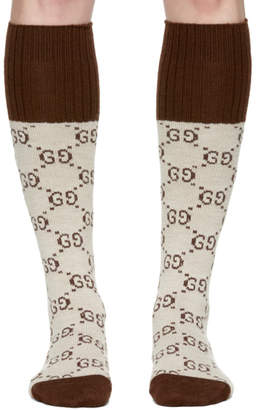 Gucci Beige Knee-High GG Socks
