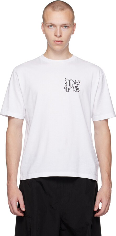 Palm Angels White Monogram T-Shirt - ShopStyle